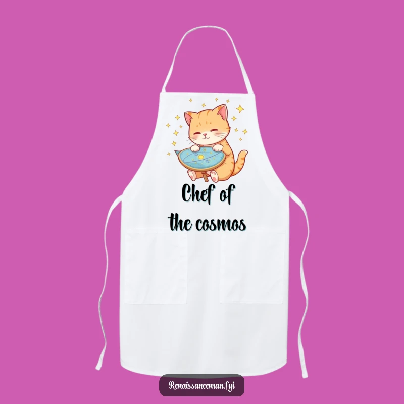 Funny Cat Stargazer Apron: Cook Up Cosmic Adventures!