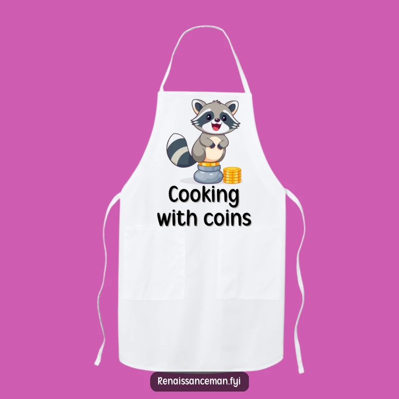 Funny Raccoon Apron: Hilarious Chef's Wear for a Coin-Collecting Cook Gift