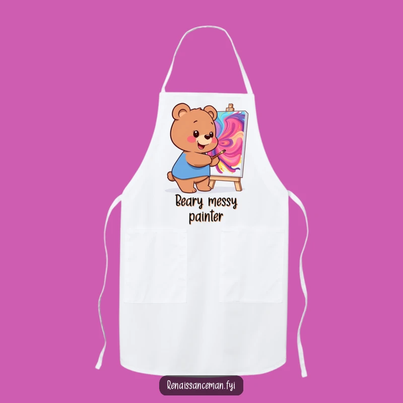 Funny Bear Painting Apron: Create Messes with Artistic Humor