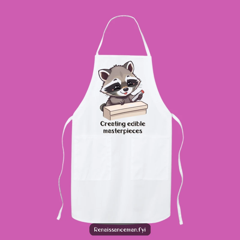 Funny Giggling Raccoon Chalking Chef Apron - Hilarious Kitchen Funny Gift