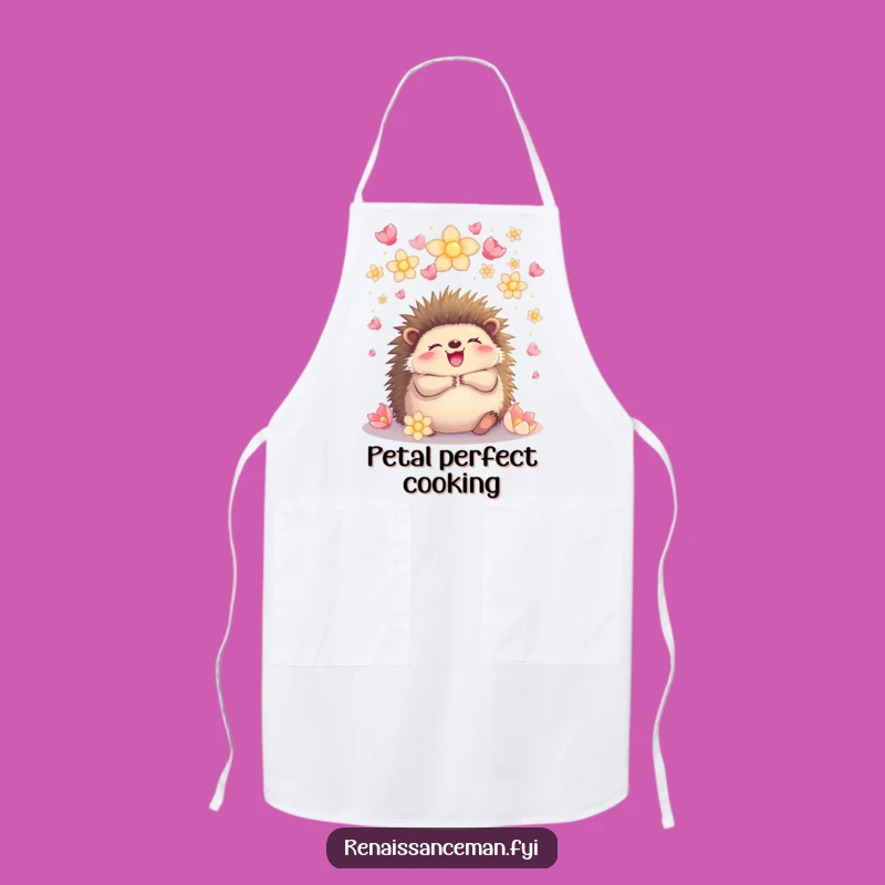 Funny Hedgehog Petal Hug Apron: Cook with Joyful Flair