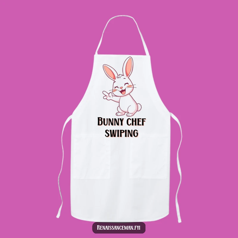 Funny Rabbit Apron: Cook with Playful Swiping Enthusiasm