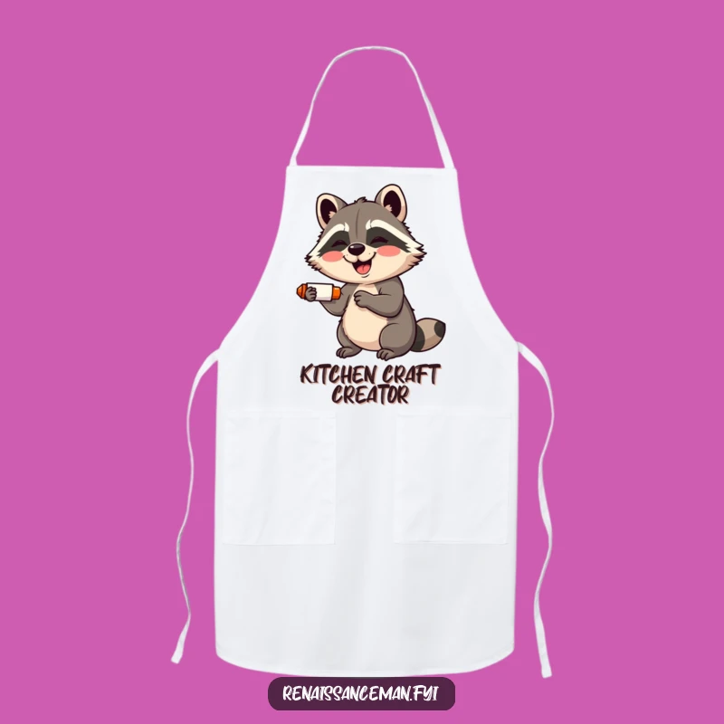 Funny Raccoon Crafter Apron: Giggling Raccoon with Glue Stick, Kitchen Fun Gift