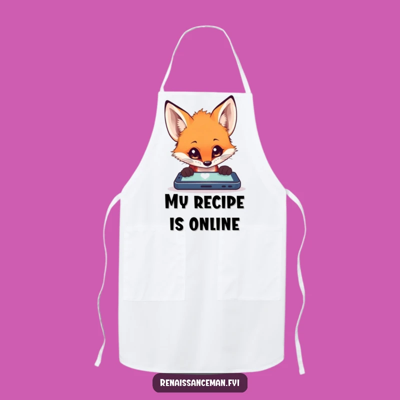 Funny Fox Kitchen Tech Apron: Cook with Digital Distraction Humor