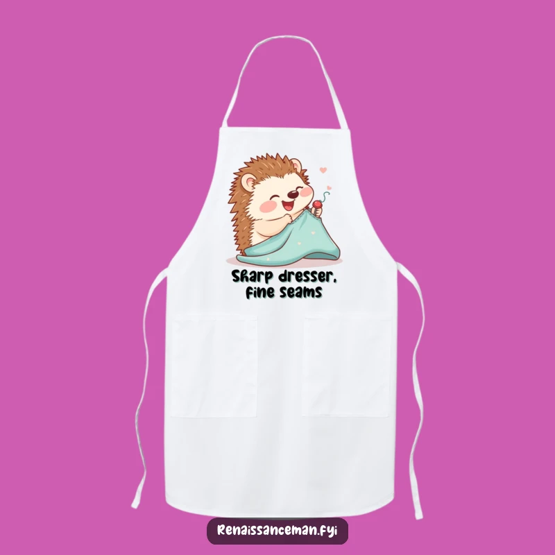 Funny Hedgehog Sewing Apron: Protect Your Clothes with Precise Pinning Humor