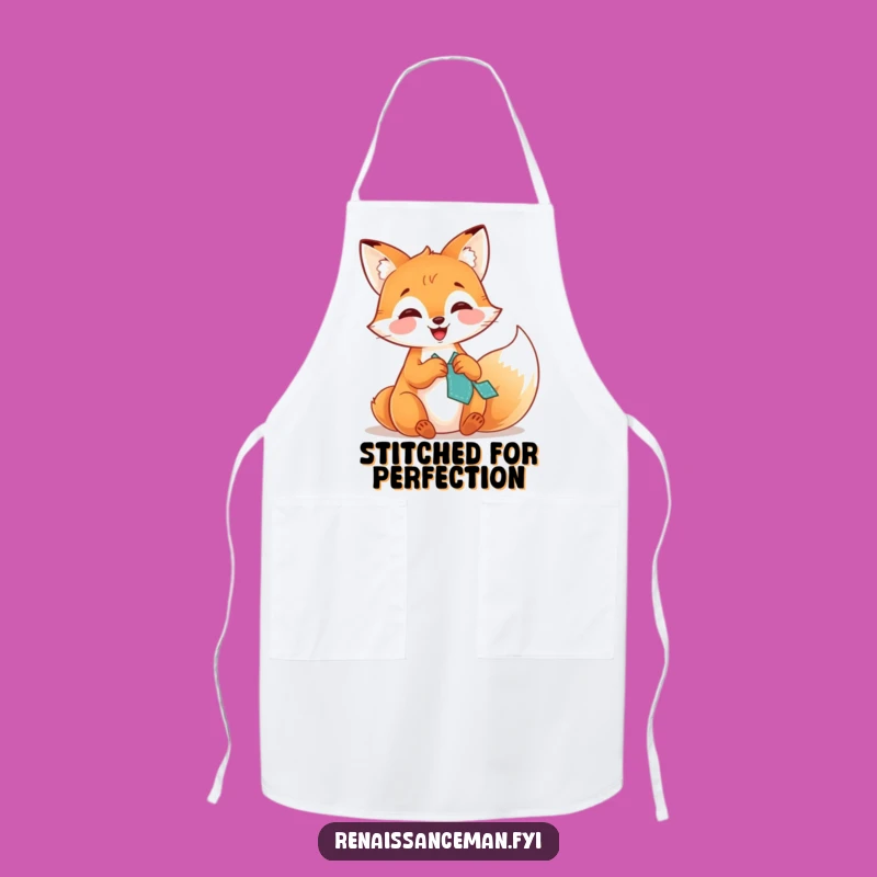 Funny Fox Stitching Apron: Keep Clean with Hilarious Crafting Style