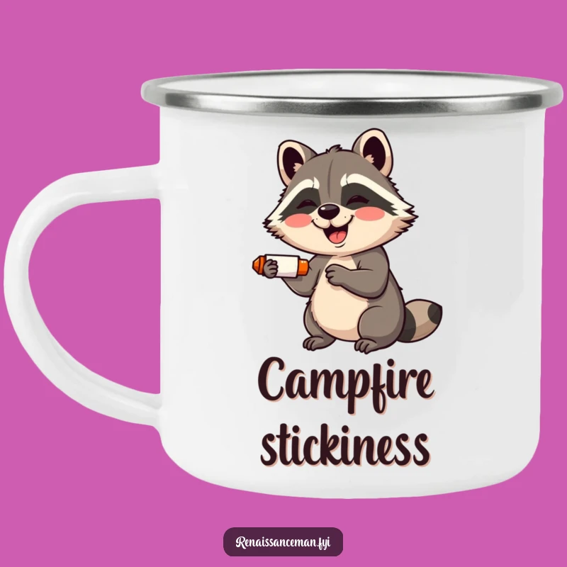 Funny Raccoon Crafter Camping Mug: Outdoor Giggling Raccoon with Glue Stick, Gift