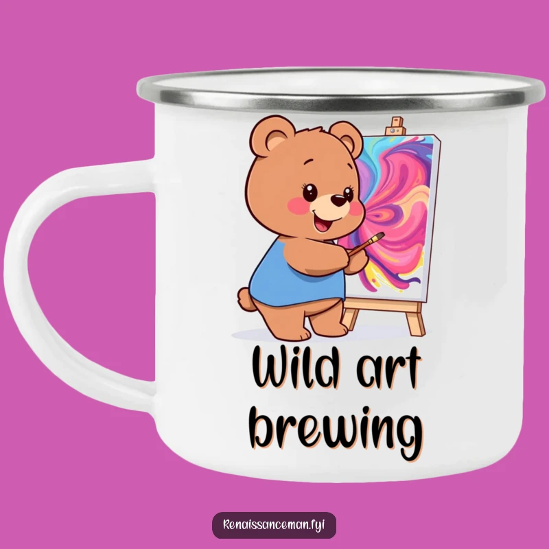 Durable Funny Bear Painting Camping Mug: Artful Adventures