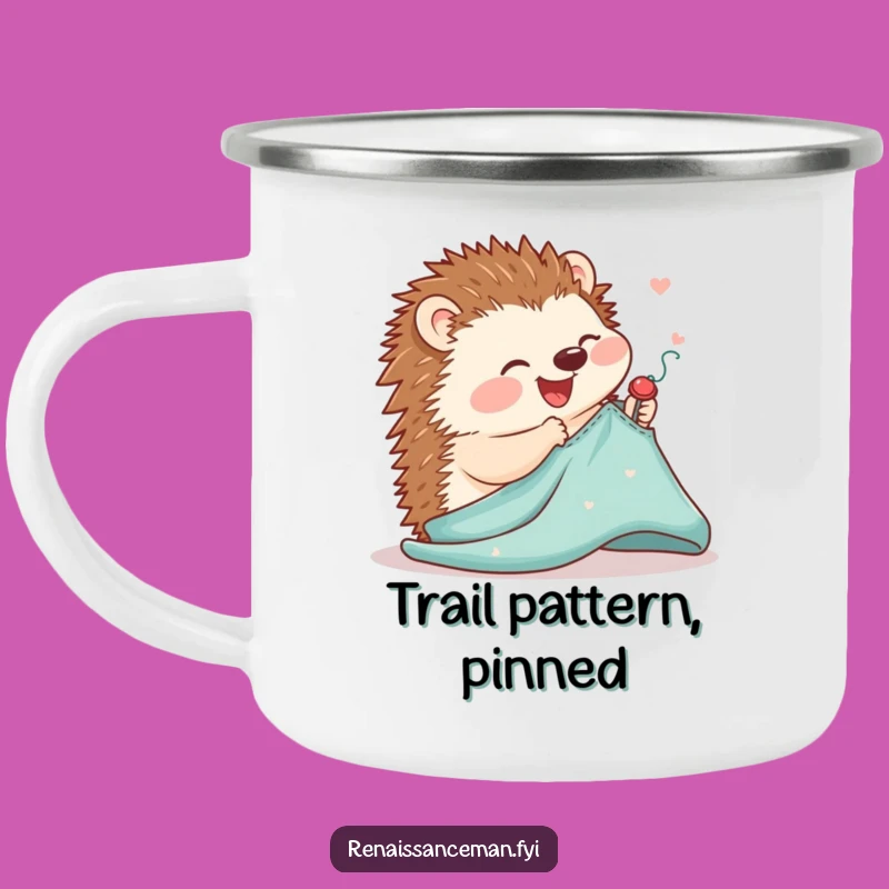 Funny Hedgehog Sewing Camping Mug: Durable Cup for Joyful Pinning Enthusiasts