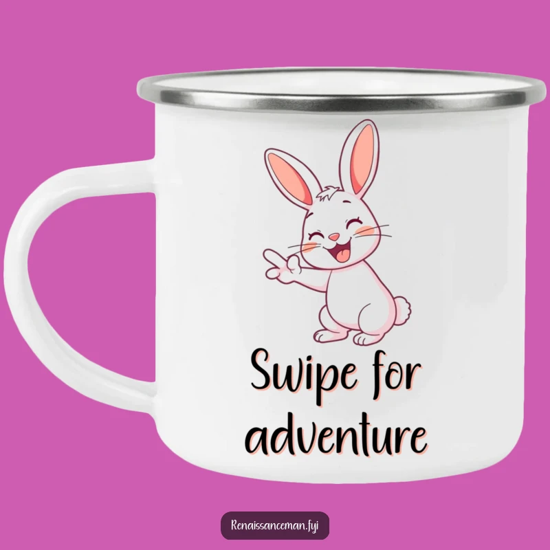 Funny Rabbit Camping Mug: Adventure and Swiping Fun