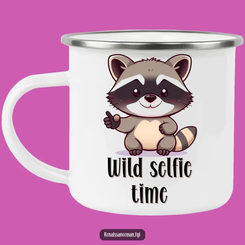 Funny Raccoon Selfie Camping Mug: Adventure Ready, Photo Ready