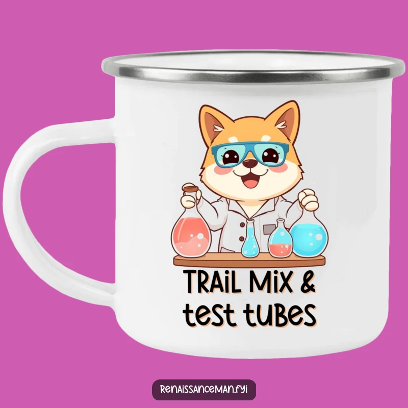 Funny Shiba Inu Science Camping Mug: Explore the Outdoors with Canine Curiosity and Hot Drinks