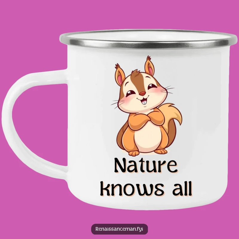 Funny Squirrel Knows All Camping Mug: Wise Sips Around the Campfire