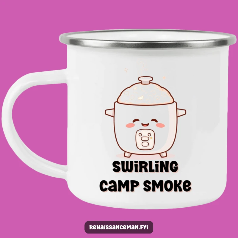 Funny Giggling Rice Cooker Camping Mug: Swirling Campfire Fun, Ideal Funny Outdoor Gift