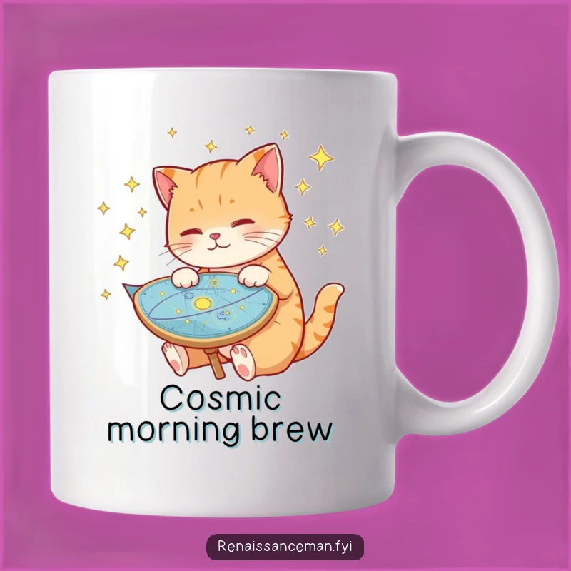 Funny Cat Celestial Map Mug: Explore the Cosmos with Your Feline Astronomer!