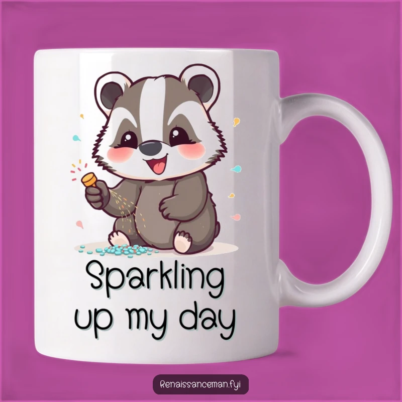 Funny Badger Glitter Mug: Delightful Sparkle Gift for Crafty Friends
