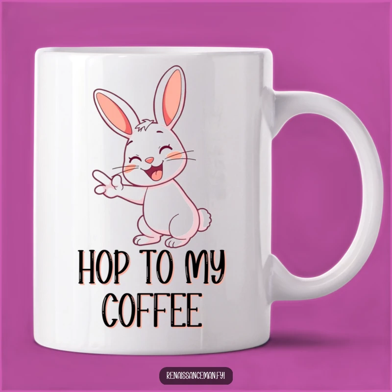 Funny Rabbit Swipe Mug: Playful Grin for Dating App Enthusiasts