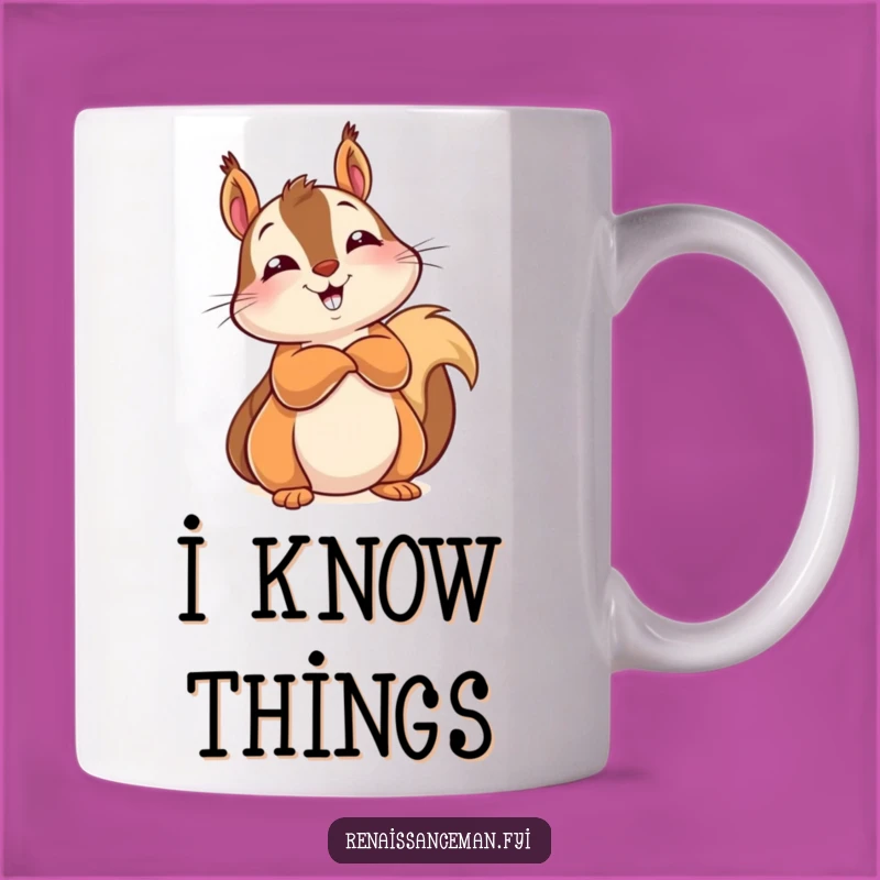 Funny Squirrel Knows All Mug: The Perfect Gift for Wise Smiles
