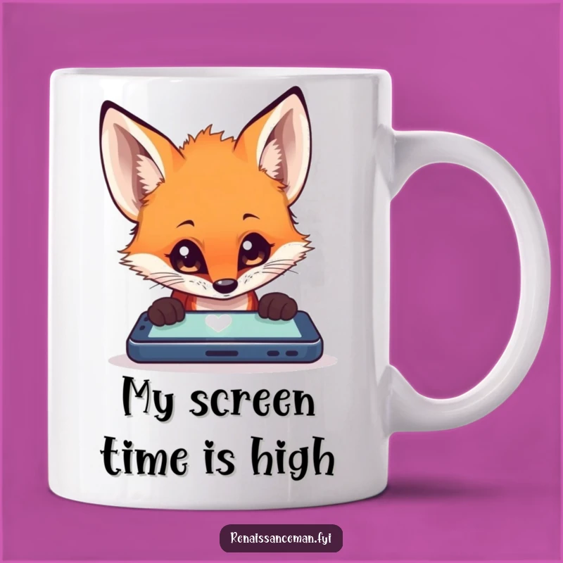 Funny Fox Tech Obsessed Mug: A Hilarious Gift for Digital Natives
