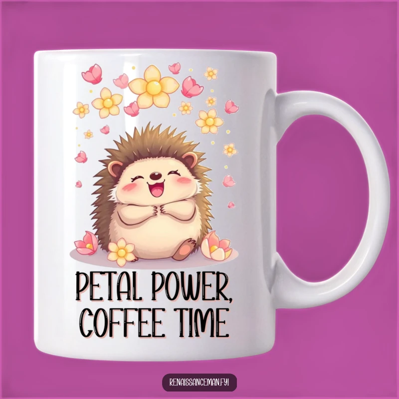 Funny Hedgehog Petal Hug Mug: Embrace Joyful Moments