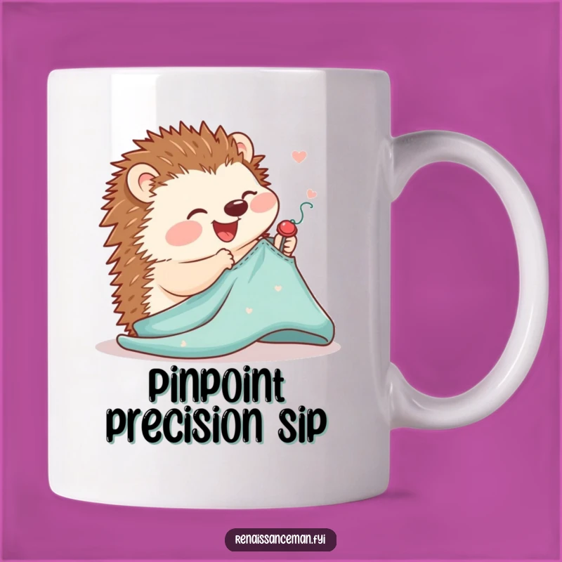 Funny Hedgehog Sewing Mug: Joyful Pinning Action, Perfect Gift for Crafters