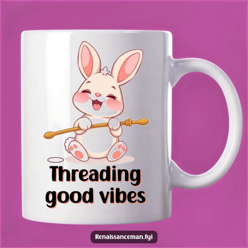 Funny Bunny Needle Threading Mug: Hilarious Gift for Crafters and Bunny Lovers