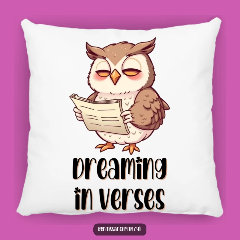 Funny Giggling Owl Poetry Pillow: Cozy Up with Literary Charm and Feathered Fun