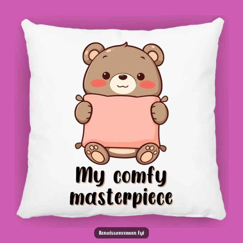 Funny Bear Sewing Pillow: Cozy Cushion Cover with a Proud Bear, Perfect Gift