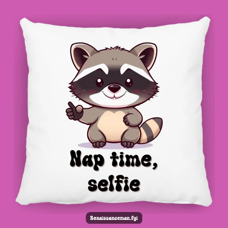 Funny Raccoon Selfie Pillow: Cuddle Up with This Cheeky Critter