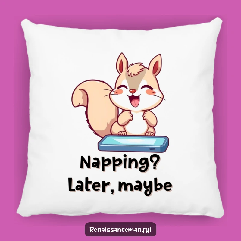 Funny Squirrel Pixelated Dreams Pillow: Comfy Cuddles with Gaming Fun