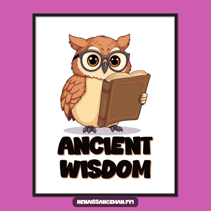 Funny Owl Ancient Lore Digital Print: Instant Scholarly Art for Your Walls!
