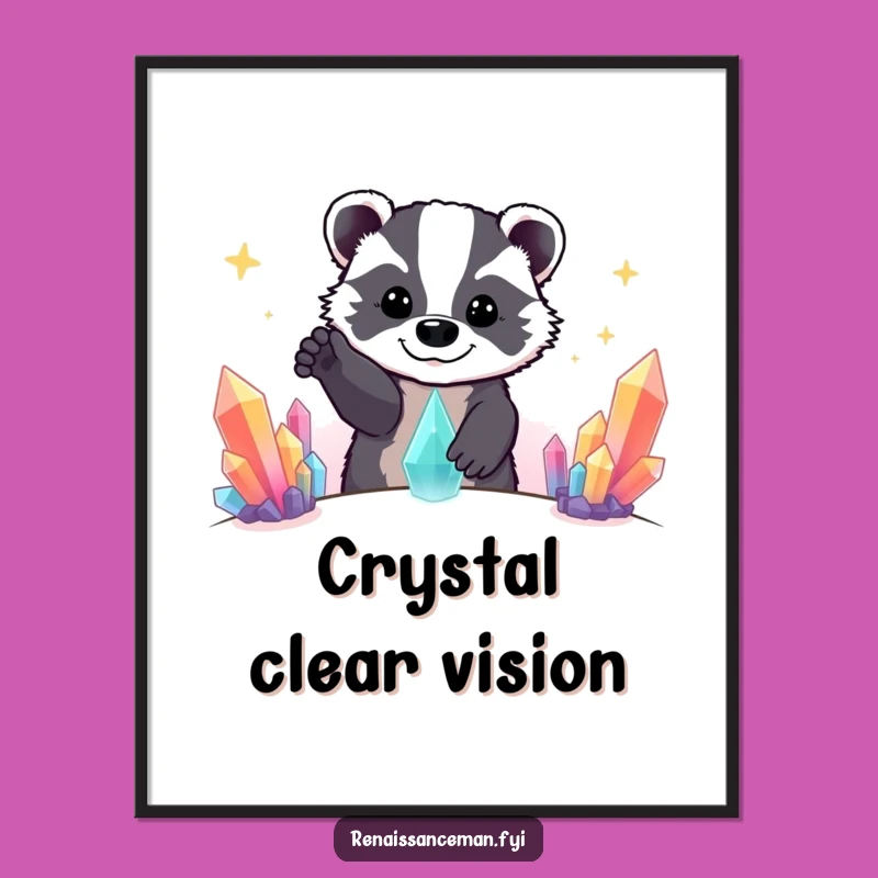 Funny Beaming Badger Crystal Quest Digital Art - Instant Funny Gift
