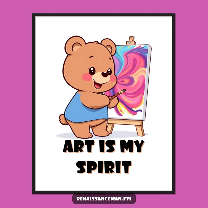 Funny Bear Painting Digital Art: Instant Masterpiece for Your Walls