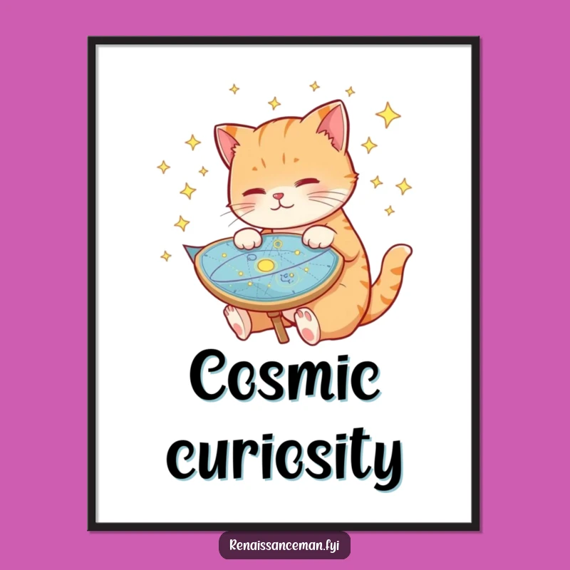 Funny Cat Celestial Map Digital Print: Instant Cosmic Art for Your Walls!