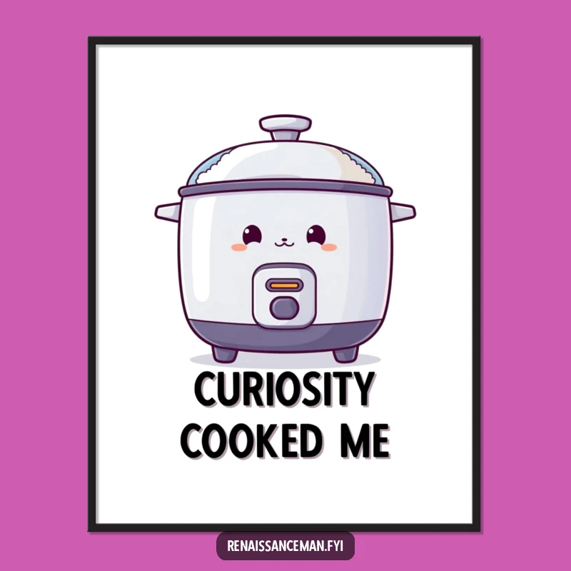 Funny Curious Rice Cooker Digital Art: Steamy Secrets, Humorous Decor, Instant Gift