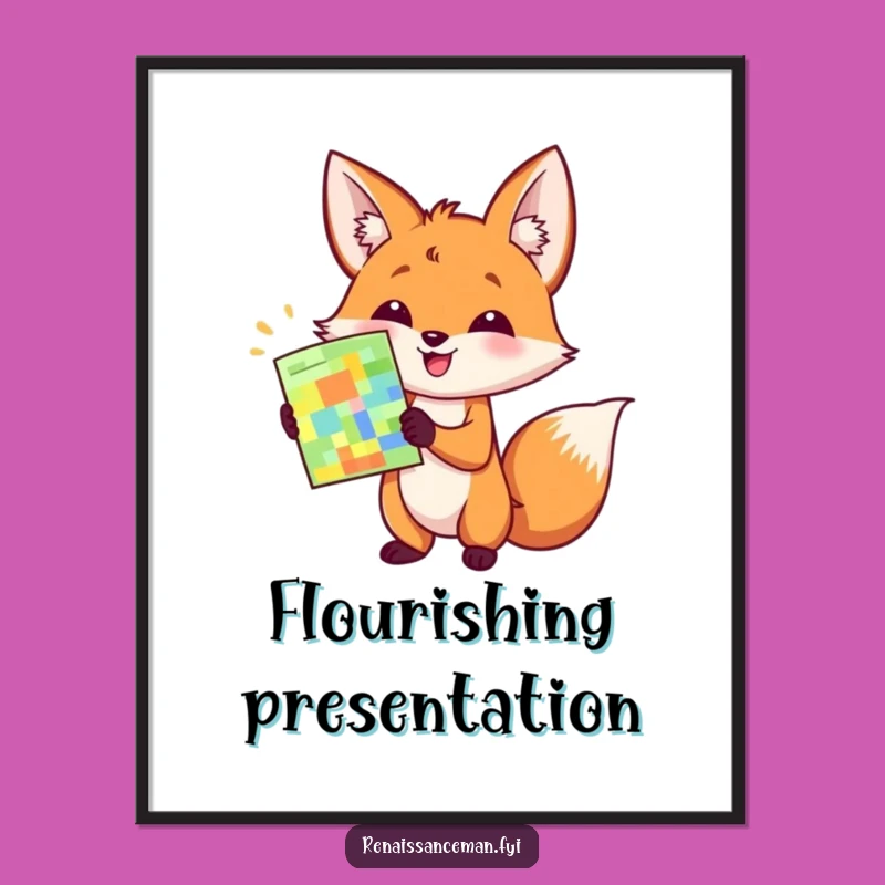 Funny Fox Presentation Digital Art: Hilarious Gift Print