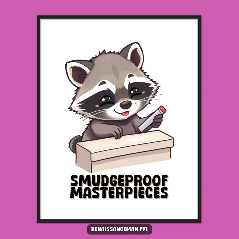 Funny Giggling Raccoon Chalking Digital Art - Instant Funny Gift Download