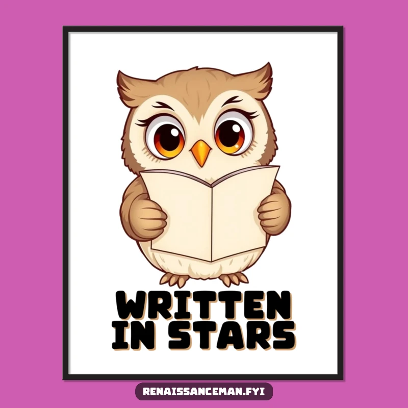 Funny Owl Love Letter Digital Art: Romantic Whimsy for Your Walls Gift