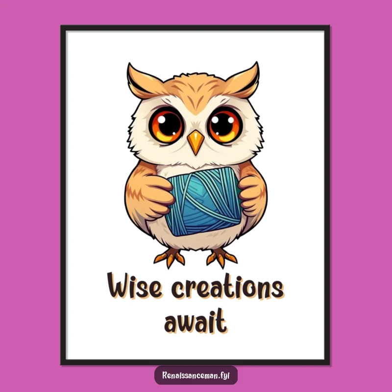 Funny Owl Sewing Digital Art: Instant Focused Wall Decor