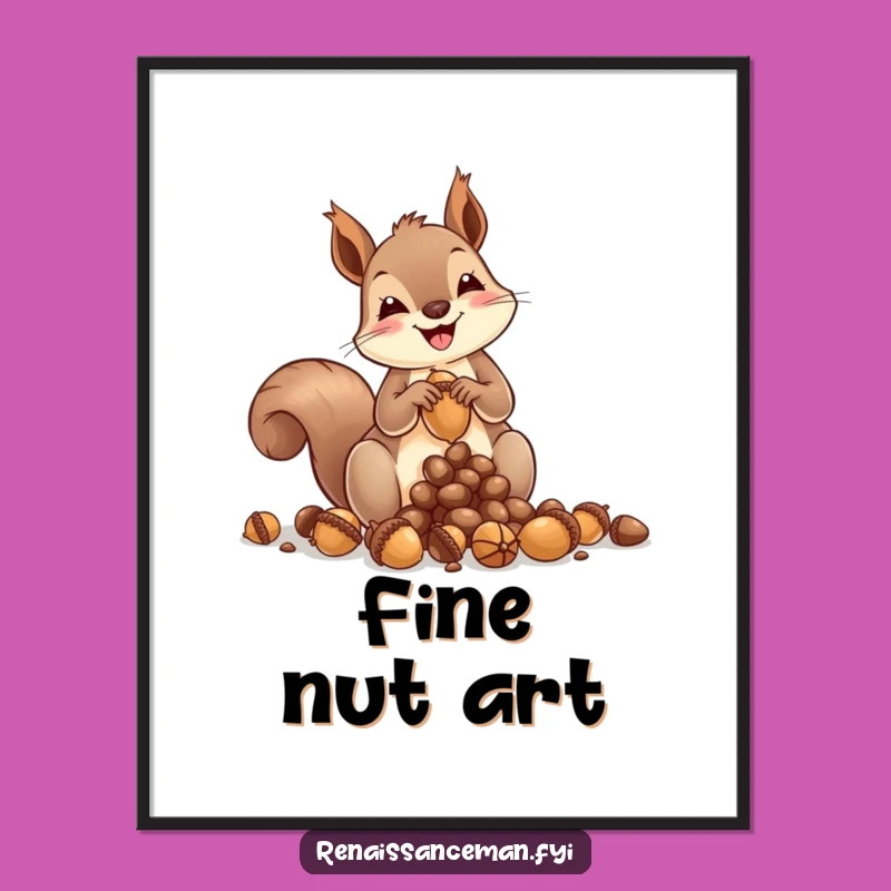 Funny Squirrel Acorn Sculpture Digital Print: Instant Whimsical Art for Your Space!