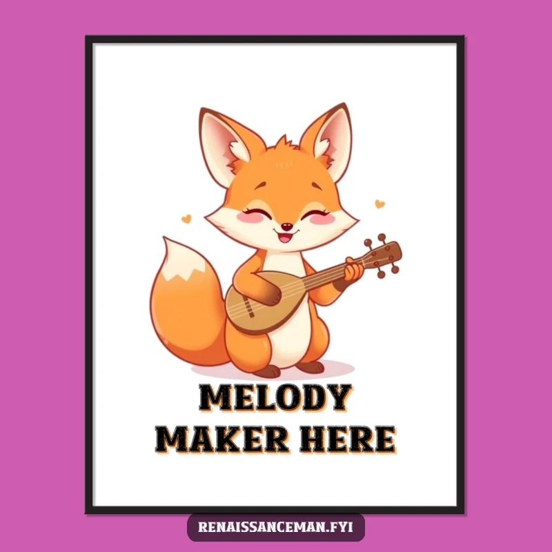 Funny Fox Lute Digital Art: Instant Musical Joy for Your Space