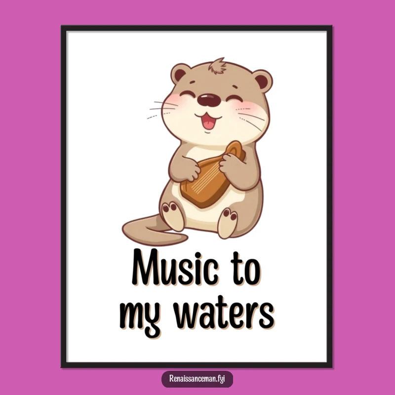 Funny Otter Harp Digital Art: Instant Melody for Your Walls