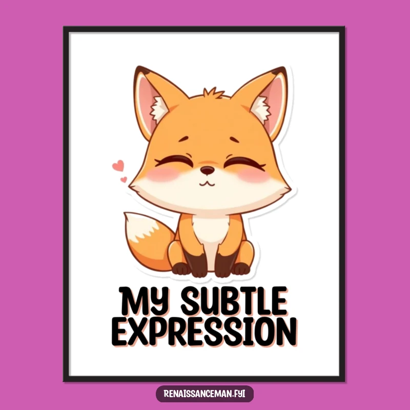 Funny Fox Eye Roll Digital Art: Printable Sarcasm for Instant Wall Decor
