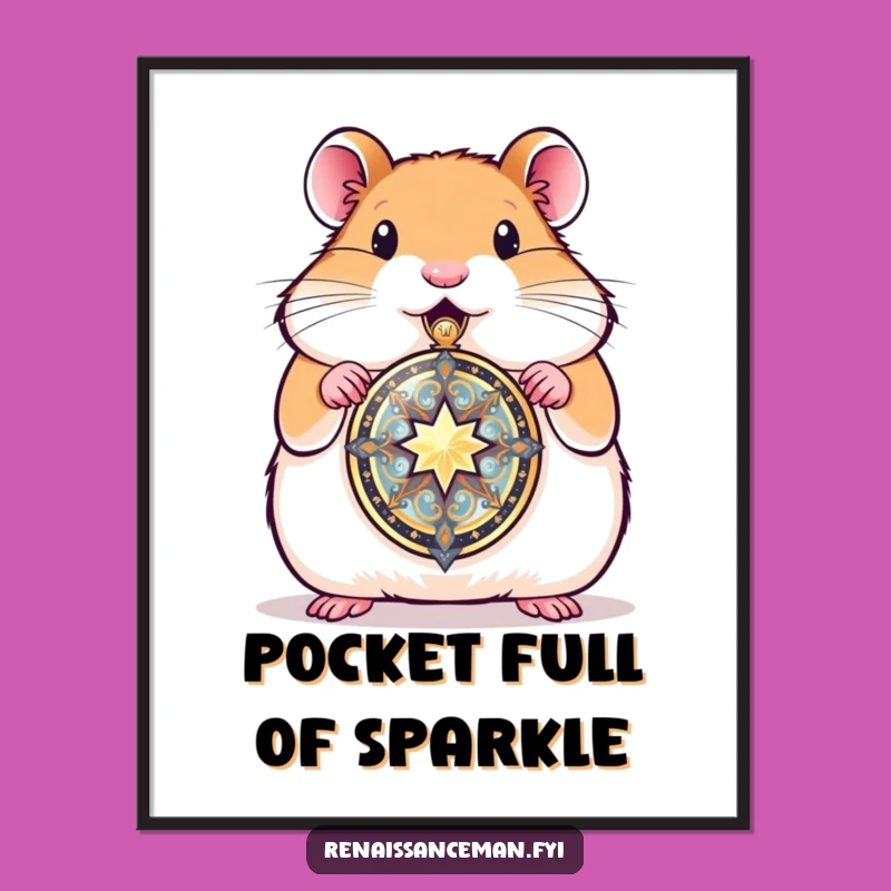 Funny Hamster Locket Digital Art: Instant Sentimental Decor