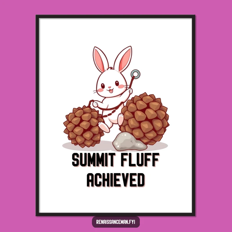 Funny Bunny Grappling Pinecone Digital Art: Instant Hilarious Adventure Wall Decor