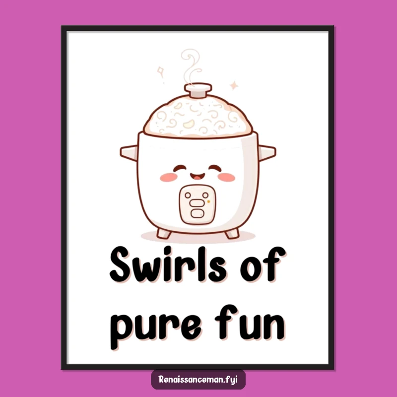 Funny Giggling Rice Cooker Digital Art: Swirling Steam, Humorous Decor, Instant Gift