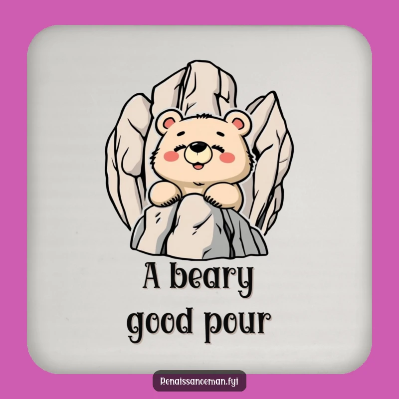 Funny Proud Bear Summit Drink Coaster Set - Tabletop Funny Gift