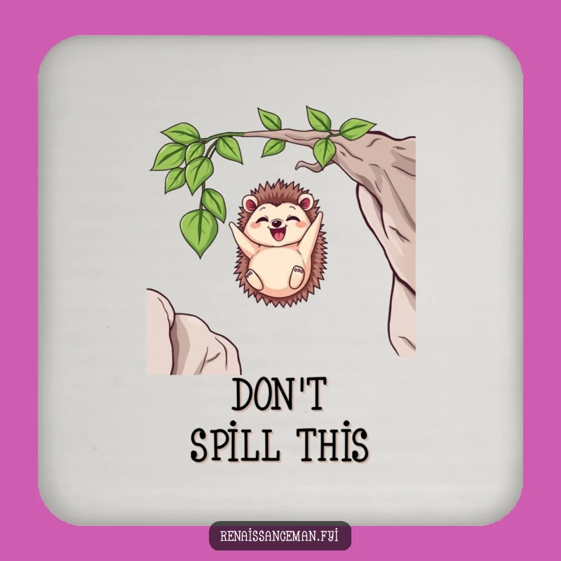 Funny Delighted Hedgehog Dangling Drink Coaster Set - Tabletop Funny Gift