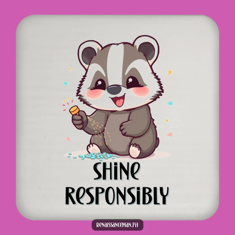 Funny Badger Glitter Coasters: Dazzling Surface Protection with Humor Gift