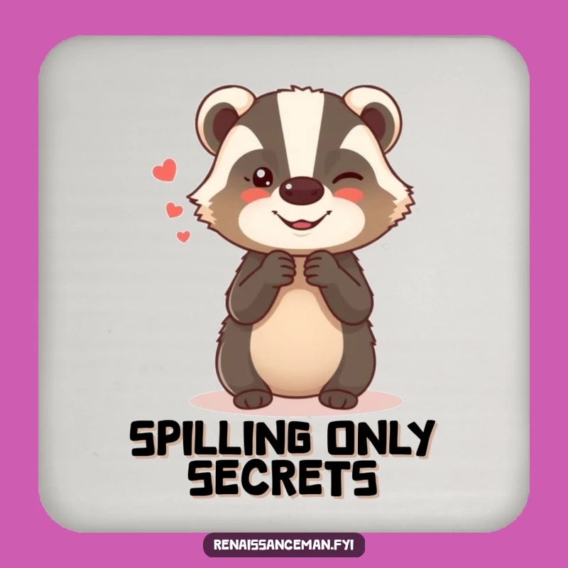 Funny Badger Secret Keeper Coasters (Set of 4) - Hilarious Table Protector Gift